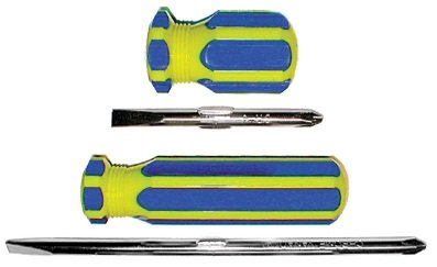 Отвертка переставная "коротыш" 6х70мм CrV сине-желтая ручка